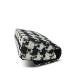 20S Black White Ecru Houndstooth Tweed Quilted Classic Flap Medium LGHW - Image 11