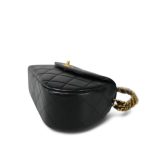 Black Lambskin Quilted Double Chain Rounded Bag Gold Hardware - Image 7