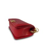 Red Lambskin Quilted Old Medium Boy Bag Aged Gold Hardware - Image 9