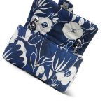 22B Navy/White Floral Printed Silk Single Flap Bag Medium Silver Hardware - Image 14