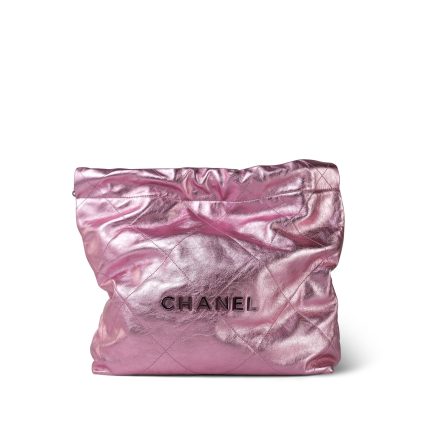 24B Pink Metallic Calfskin Quilted 22 Hobo Bag Small Pink/Silver Hardware