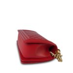 Red Lambskin Quilted Old Medium Boy Bag Aged Gold Hardware - Image 11