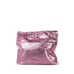 24B Pink Metallic Calfskin Quilted 22 Hobo Bag Small Pink/Silver Hardware - Image 4