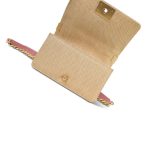 Beige Raffia Pink Tweed Chevron Quilted Small Boy Bag Aged Gold Hardware - Image 14