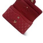 19B Red Caviar Quilted Small Classic Flap Light Gold Hardware - Image 16