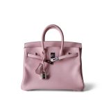 Birkin 25 Rose Sakura Swift Palladium Plated X Stamp - Image 14