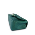 22A Iridescent Green Lambskin Quilted Mini Rectangular Single Flap Light Gold Hardware - Image 4