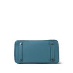 Birkin 25 Blue Jean Veau Togo Palladium Plated H Square Stamp - Image 12
