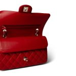 20S Red Lambskin Quilted Classic Flap Medium LGHW - Image 13