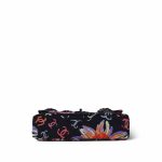 24S Black Multicolor Floral Fabric Quilted Single Flap Medium Light Gold Hardware - Image 5