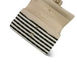 Ivory/Black Striped Coco Sailor Pearl Classic Flap GHW - Image 14