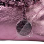 24B Pink Metallic Calfskin Quilted 22 Hobo Bag Small Pink/Silver Hardware - Image 15