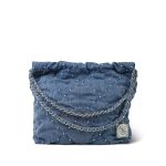 24S Washed Denim Quilted 22 Small Hobo Bag - Image 10