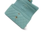 20C Tiffany Blue Caviar Quilted Classic Flap Small Light Gold Hardware - Image 15