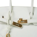 Birkin 30 White Clemence Gold Plated O Square Stamp - Image 13