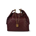 Burgundy Caviar Quilted Medium 25 Bag Aged Gold Hardware