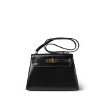 Mini Kelly Sellier 20 Black Box Calfskin Gold Plated M Circle Stamp - Image 5