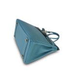 Birkin 25 Blue Jean Veau Togo Palladium Plated H Square Stamp - Image 13