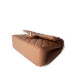 21P Caramel Lambskin Quilted Classic Flap Small LGHW - Image 11