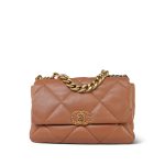 22S Caramel Lambskin Quilted Large 19 Flap MHW