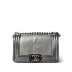 15K Silver Metallic Galuchat Stingray Boy Bag Small Silver Hardware