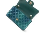 23P Multi Tone Green Patent Quilted Mini Rectangular Flap LGHW - Image 11