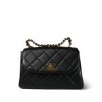 Black Lambskin Quilted Double Chain Top Handle GHW