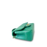 Green Lambskin Quilted Mini Top Handle Aged Gold Hardware - Image 12
