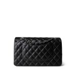 Black Lambskin Quilted Classic Flap Medium Silver Hardware - Image 3