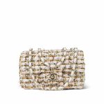 19C White/Orange/Gold Tweed Quilted Mini Rectangular Flap LGHW - Image 13