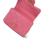 22P Pink Enamel Lambskin Quilted  Pending CC Small Square Flap Aged Gold Hardware - Image 15