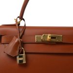 Kelly Sellier 28 Noisette Box Calfskin Gold Plated [E] Stamp - Image 8