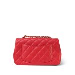 Light Red Lambskin Quilted Mini Rectangular Flap Aged Gold Hardware - Image 3