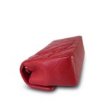 20S Red Lambskin Quilted Mini Rectangular Flap Light Gold Hardware - Image 6