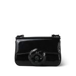 Black Patent Camellia Single Flap Bag Black Hardware
