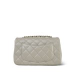 Grey Lambskin Quilted Mini Rectangular Flap Light Gold Hardware - Image 15