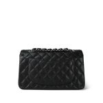 Black Caviar Quilted Small Classic Flap Silver Hardware - Image 3