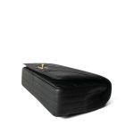 Black Calfskin Chevron Quilted Statement Flap Bag Medium LGHW - Image 9