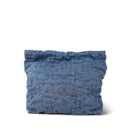 24S Washed Denim Quilted 22 Small Hobo Bag