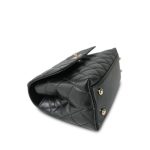 24A Black Caviar Quilted Small Coco Handle Light Gold Hardware - Image 7