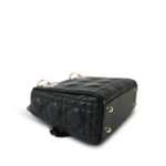 Mini Lady Dior Bag Black Lambskin Cannage Light Gold Hardware - Image 4