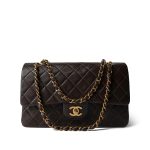 Brown Lambskin Quilted Classic Flap Medium Gold Hardware - Image 15
