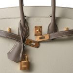 Birkin 25 Bi-Color Horseshoe (HSS) Craie/Etoupe Epsom Gold Plated Z Stamp - Image 3