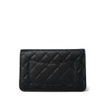 Black Caviar Quilted Crystal CC Wallet on Chain WOC LGHW - Image 8