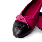Chanel Fuchsia/Black Lambskin Cap Toe CC Ballerina Flats Size 38/7.5 - Image 9