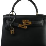 Kelly Sellier 28 Black Box Calfskin Gold Plated X Circle Stamp - Image 8