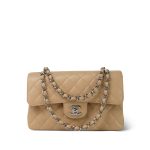 Beige Clair Caviar Quilted Classic Flap Small Silver Hardware - Image 8
