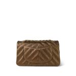 18C Bronze Chevron Calfskin Quilted Classic Flap Medium Aged Gold Hardware - Image 4