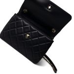 Black Lambskin Quilted Trendy CC Small Light Gold Hardware - Image 12