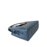 Dark Blue Shiny Aged Calfskin Quilted Nano Kelly Shopper Aged Gold Hardware - Image 7